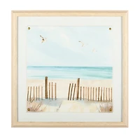 Beach Scene on Linen Framed Art Print