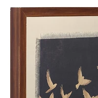 Navy Birds on Linen Framed Art Print