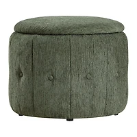 Pine Green Tufted Round Storage Ottoman