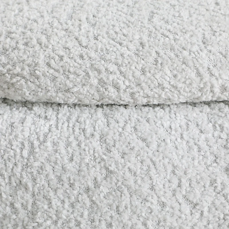 Light Gray Tufted Sherpa Storage Ottoman