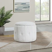 Light Gray Tufted Sherpa Storage Ottoman