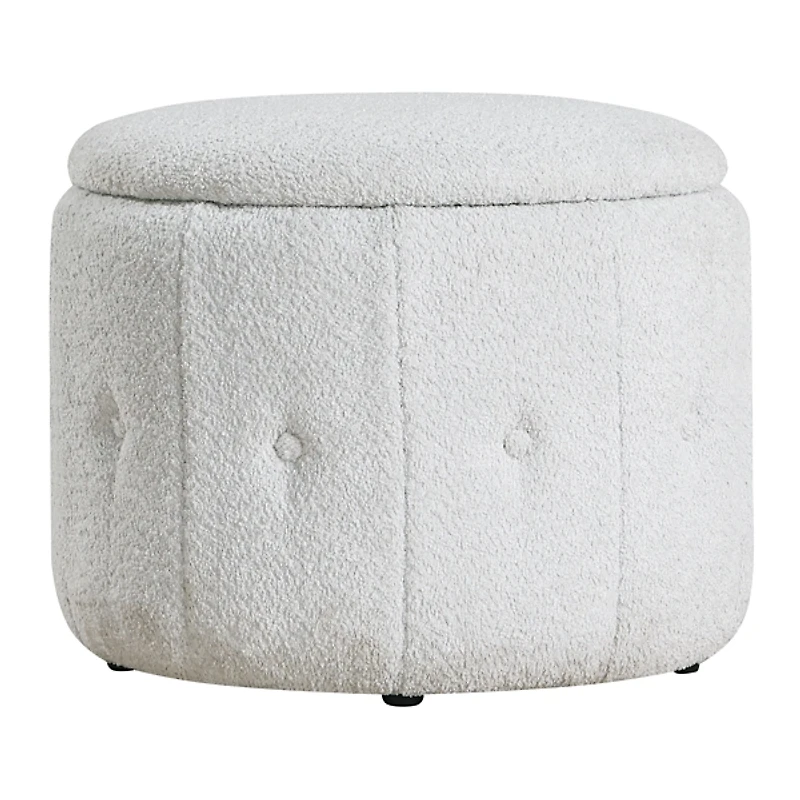 Light Gray Tufted Sherpa Storage Ottoman