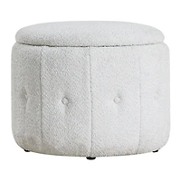 Light Gray Tufted Sherpa Storage Ottoman