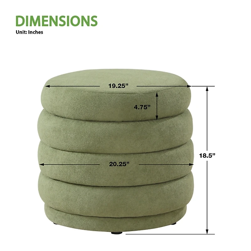 Moss Green Tufted Cecil Storage Ottoman