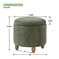 Pine Green Upholstered Lyra Storage Ottoman