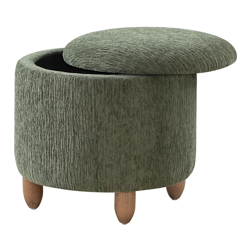 Pine Green Upholstered Lyra Storage Ottoman