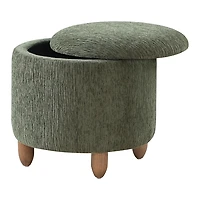 Pine Green Upholstered Lyra Storage Ottoman