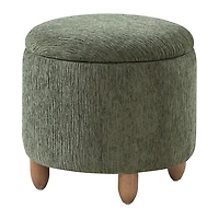 Pine Green Upholstered Lyra Storage Ottoman