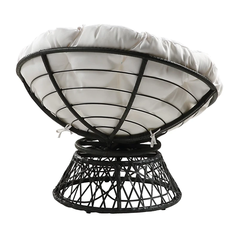 White Papasan Swivel Accent Chair