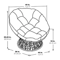 White Papasan Swivel Accent Chair