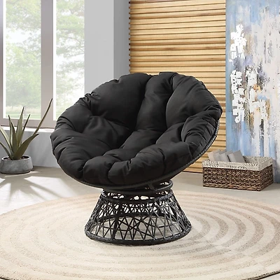 Black Papasan Swivel Accent Chair