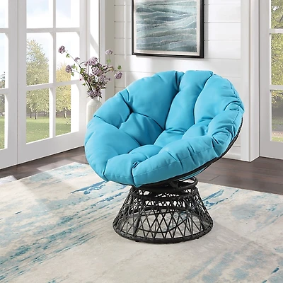 Blue Papasan Swivel Accent Chair