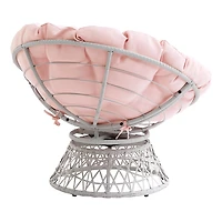 Pink Wicker Swivel Accent Chair