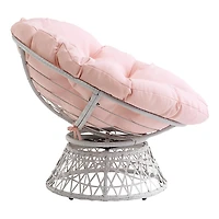Pink Wicker Swivel Accent Chair
