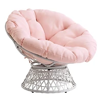 Pink Wicker Swivel Accent Chair