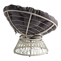 Gray Wicker Swivel Accent Chair