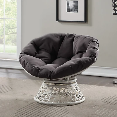 Gray Wicker Swivel Accent Chair