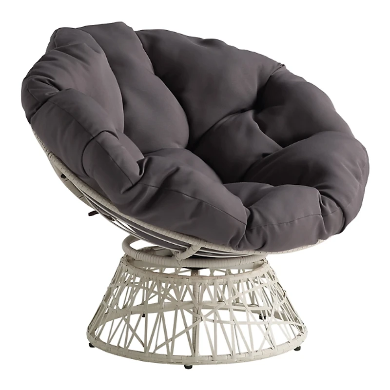 Gray Wicker Swivel Accent Chair