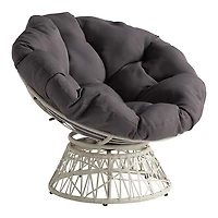 Gray Wicker Swivel Accent Chair