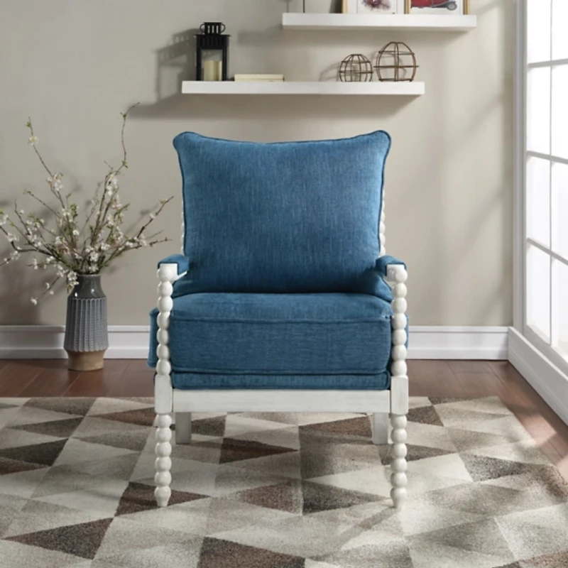 Navy Kaylee Spindle Frame Accent Chair