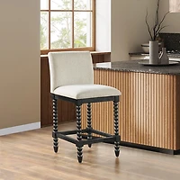 Linen Upholstered Spindle Eliza Counter Stool