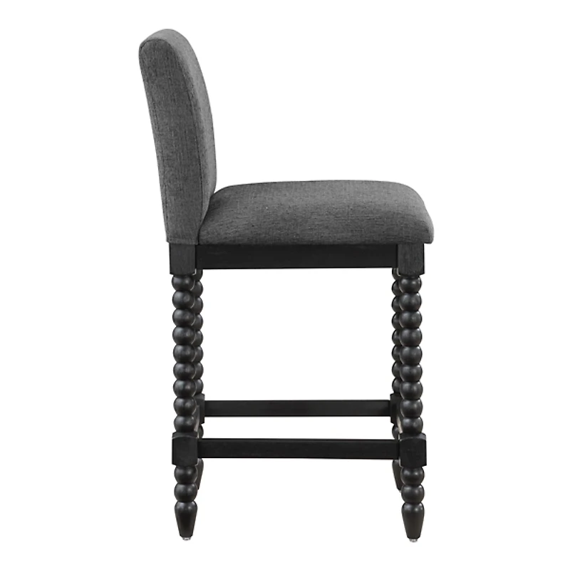 Charcoal Upholstered Spindle Eliza Counter Stool