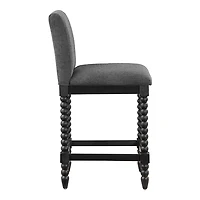 Charcoal Upholstered Spindle Eliza Counter Stool