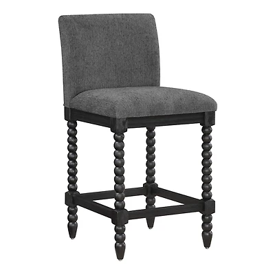Charcoal Upholstered Spindle Eliza Counter Stool