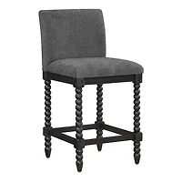 Charcoal Upholstered Spindle Eliza Counter Stool