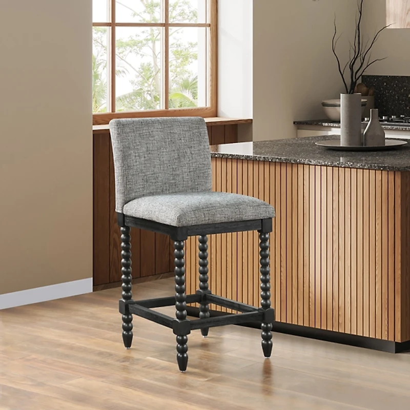 Graphite Upholstered Spindle Eliza Counter Stool
