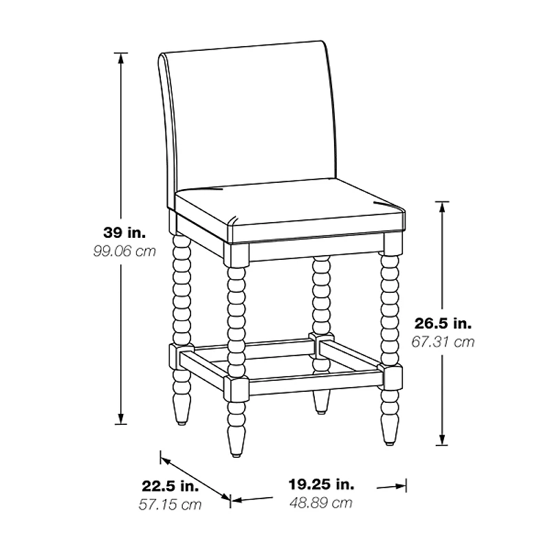 Graphite Upholstered Spindle Eliza Counter Stool