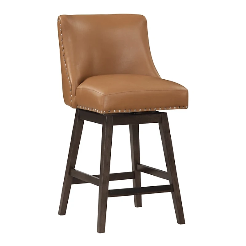 Camel Faux Leather Grant Swivel Counter Stool