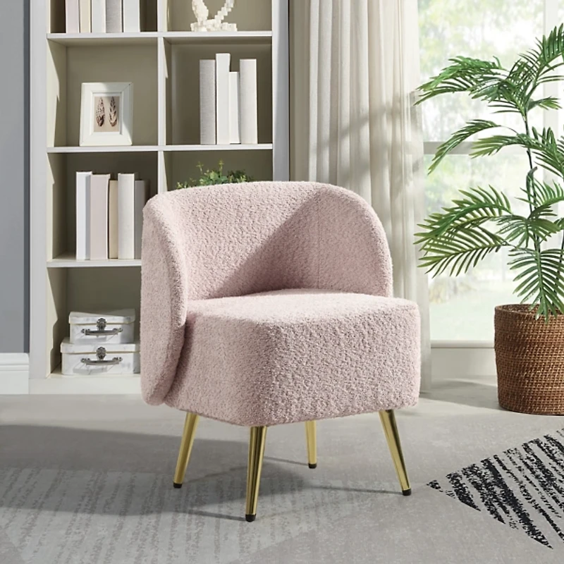 Dusty Rose Textured Wingback Accent Chair