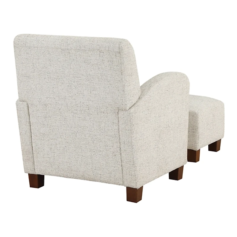 Ivory Herringbone Chair and Ottoman Set