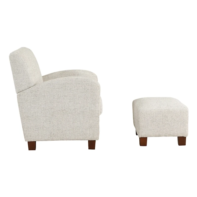 Ivory Herringbone Chair and Ottoman Set