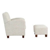Ivory Herringbone Chair and Ottoman Set