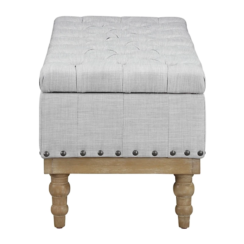 Gray Tufted Traditional Landen Storage Bench