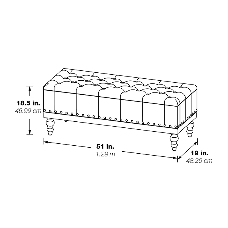 Gray Tufted Traditional Landen Storage Bench