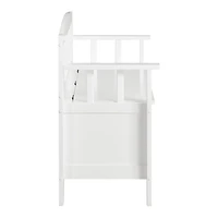 White Wood Lift-Top Storage Entryway Bench