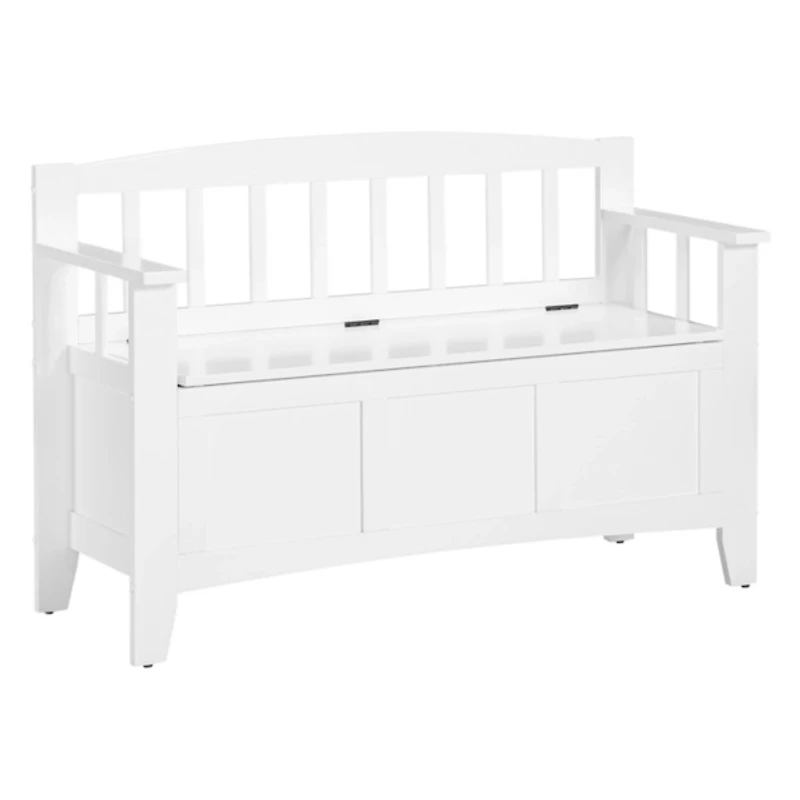 White Wood Lift-Top Storage Entryway Bench