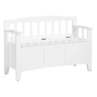White Wood Lift-Top Storage Entryway Bench