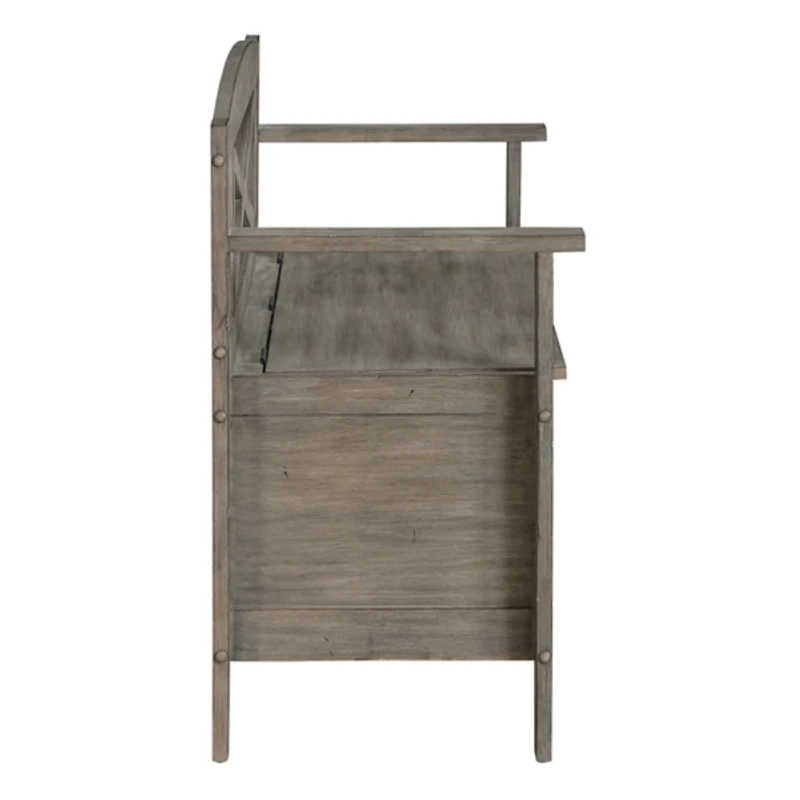 Graywash Wood Lift-Top Storage Entryway Bench