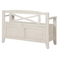 Whitewash Wood Lift-Top Storage Entryway Bench