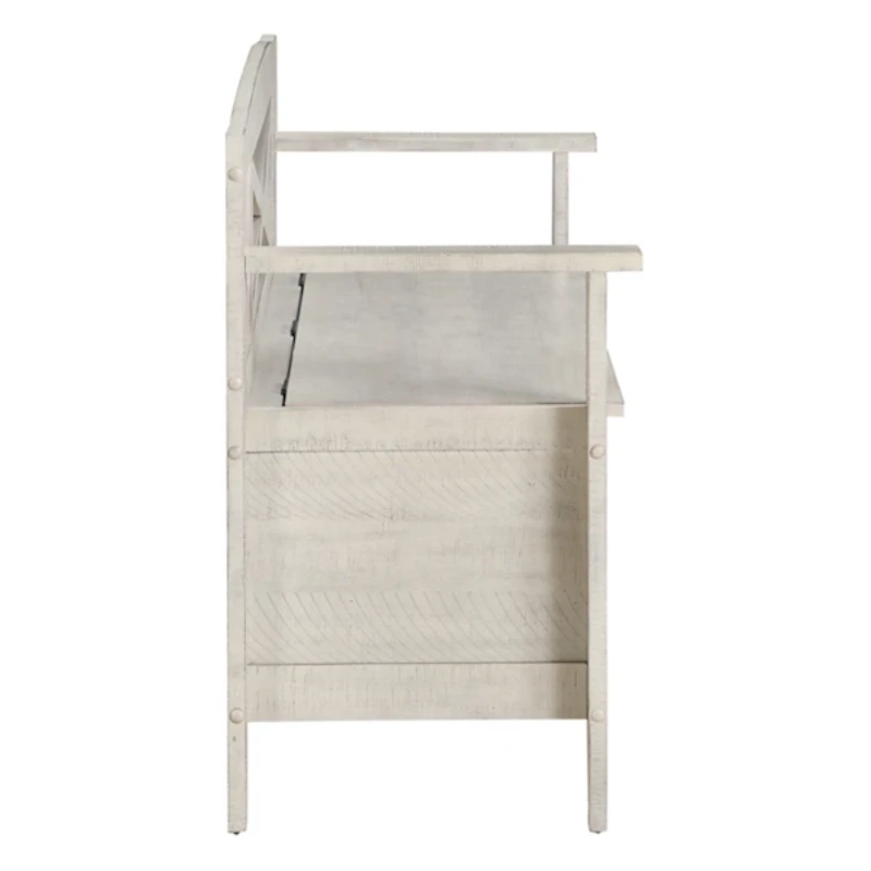 Whitewash Wood Lift-Top Storage Entryway Bench
