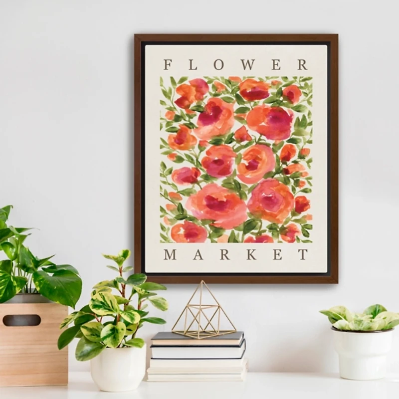 Coral Blooms Framed Canvas Art Print