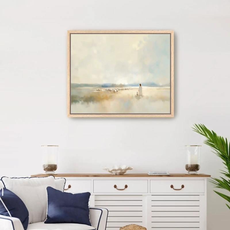 He Leads Me Framed Canvas Art Print