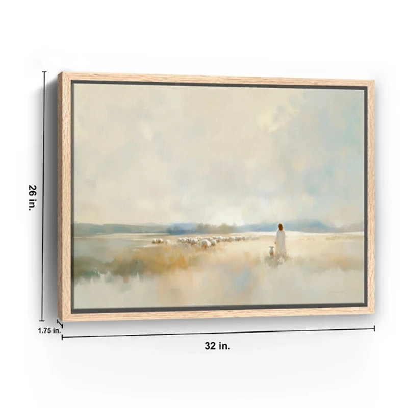 He Leads Me Framed Canvas Art Print