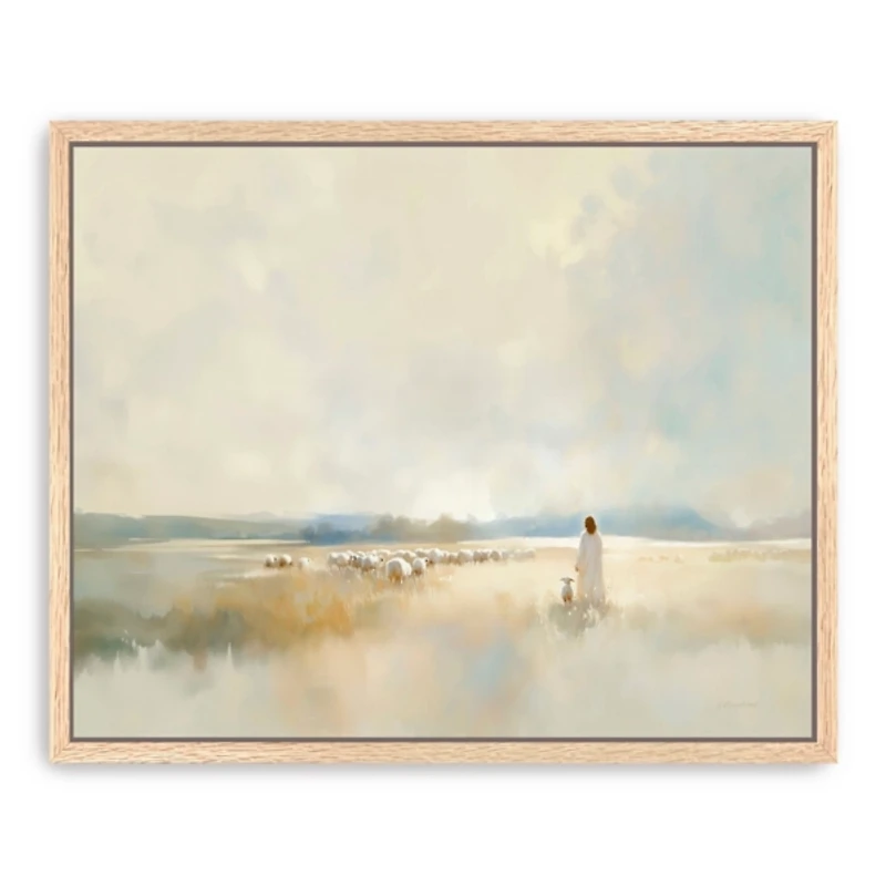 He Leads Me Framed Canvas Art Print