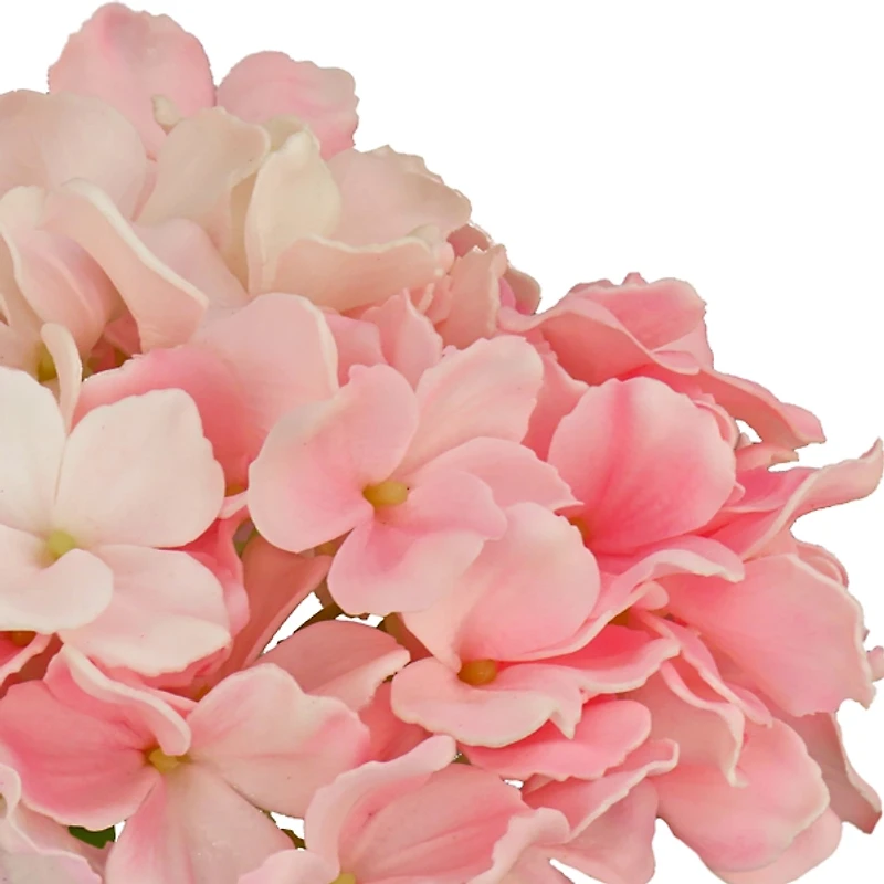 Pink Hydrangea Arrangement in Round Glass Vase