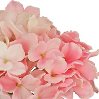 Pink Hydrangea Arrangement in Round Glass Vase